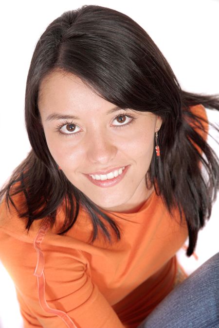 Casual Female Portrait over white