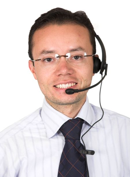 business customer service guy over white