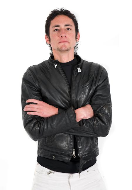 casual guy with a serious look over white