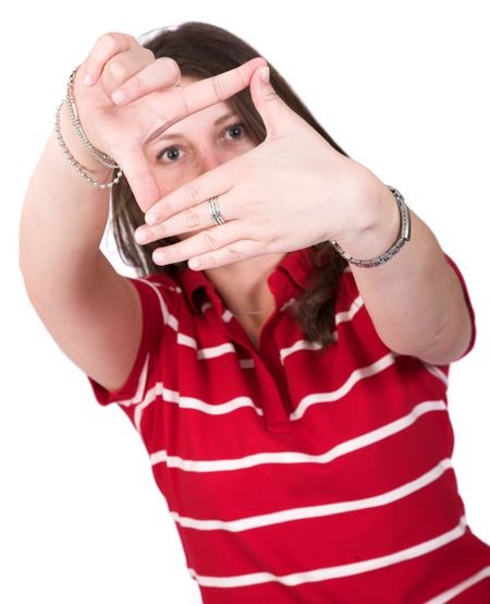 hands frame over white background