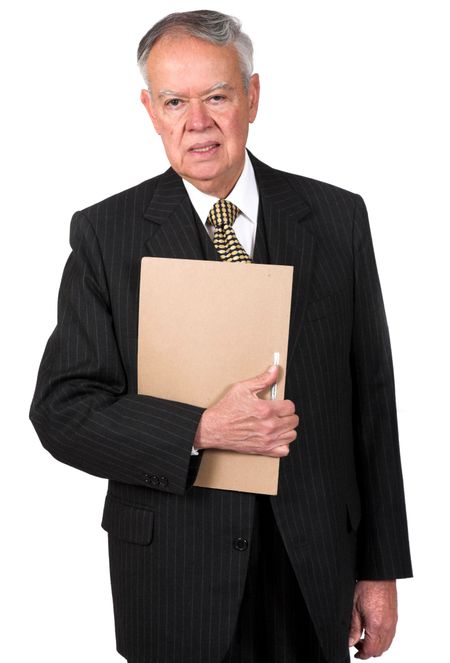 business man with folder over white