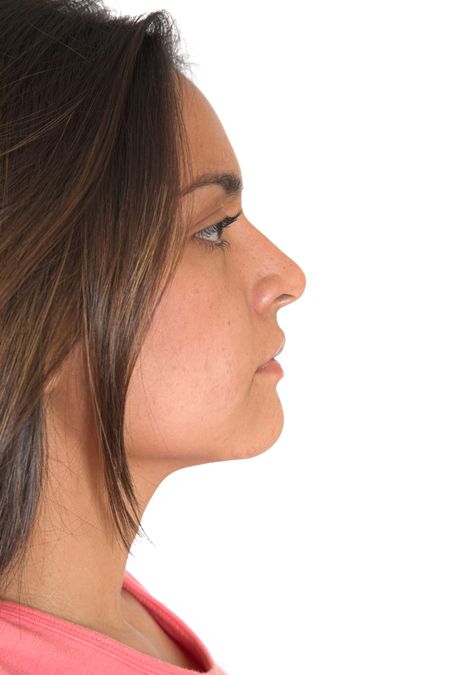 beautiful latin american profile over white