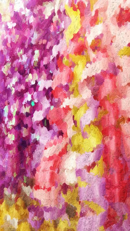 Impressionist abstract of a collection of hanging colored ribbons