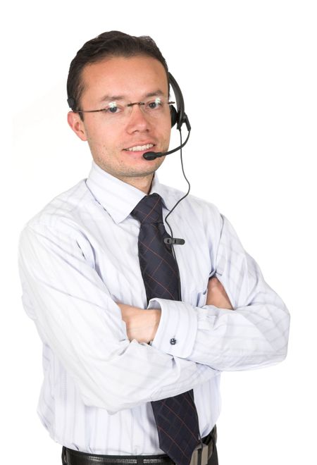 business customer service man over white