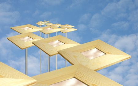 Abstract squared mirrors making a -stairway to heaven-