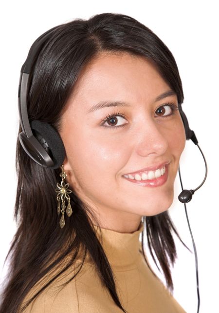 Beautiful Customer Support Girl over white