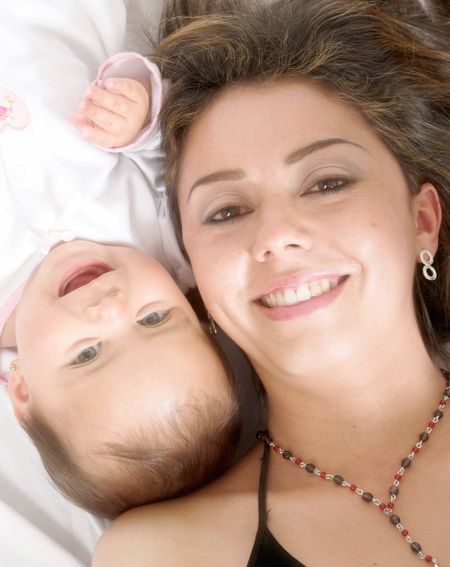 baby and her mum in full colour with soft focus