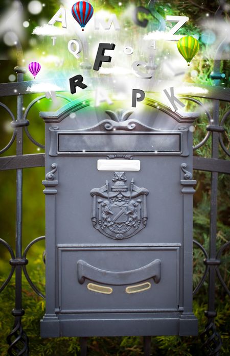 Post box with colorful abstract letters