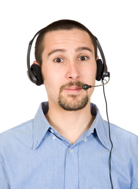 business customer service guy over white