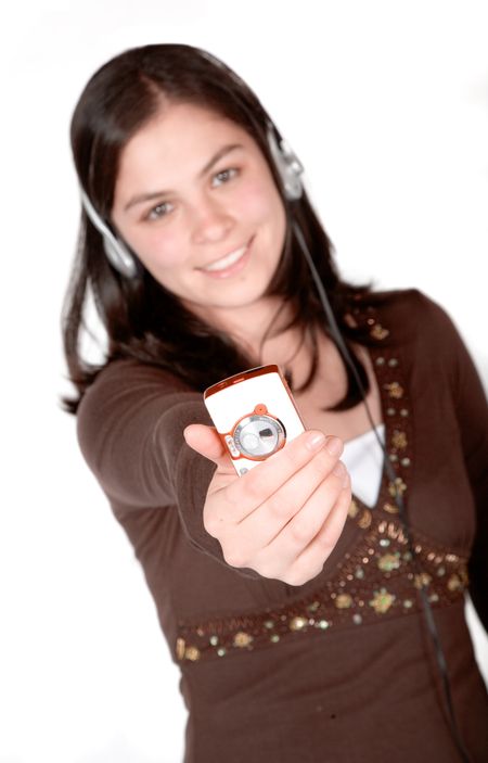 mp3 on your mobile phone over white