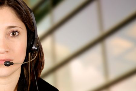 Beautiful Customer Support Girl with a corporate background