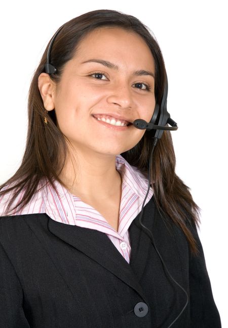 Beautiful Customer Support Girl over white