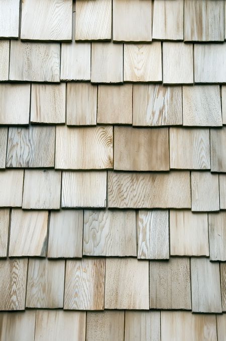Exterior siding of wooden shingles