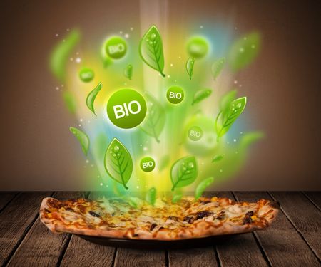 Healthy bio green plate of food on grungy background