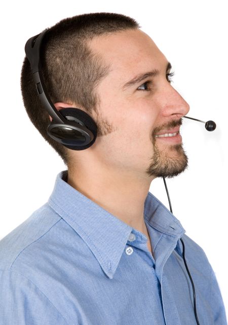 business customer service guy over white