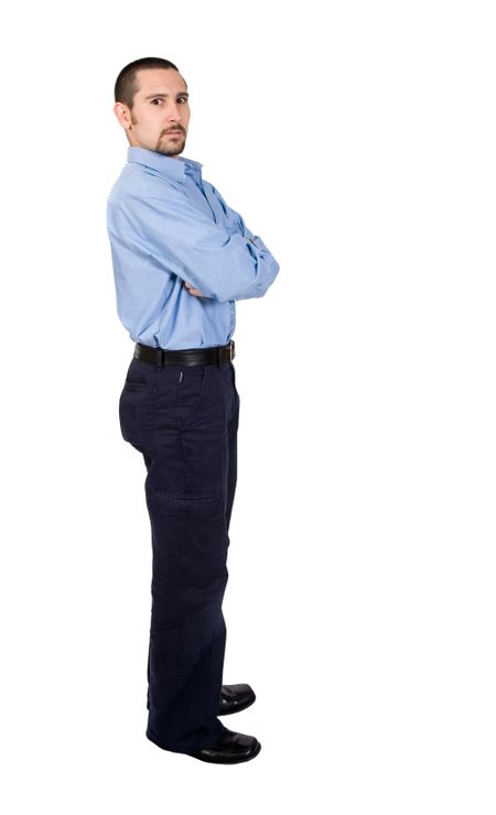 business man standing - full body over white