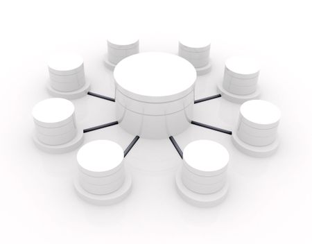 3d image of a database concept over white