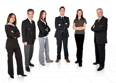 diverse business team on a tiled floor