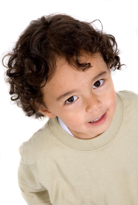 cute kid portrait over a white background