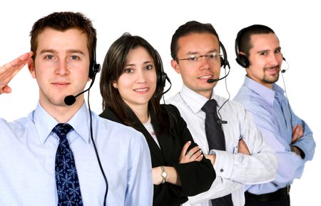 business customer service team over a white background