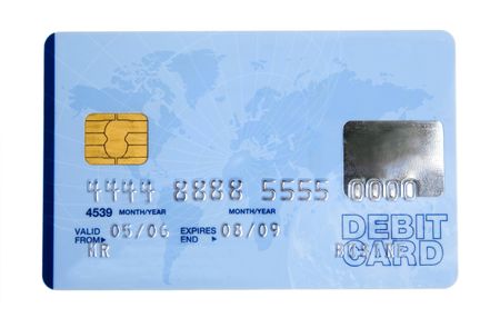 credit card over a white background - note the design of the card is my own and the numbers on the card are made up