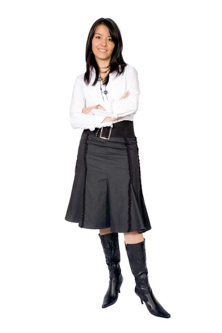 business woman full body shot over a white background