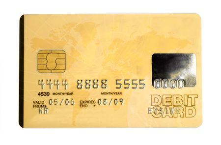 credit card over a white background - note the design of the card is my own and the numbers on the card are made up