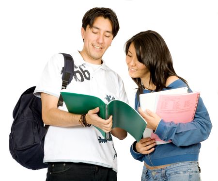 casual students over a white background - standing and smiling