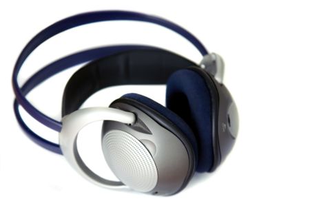 set of headphones over a white background