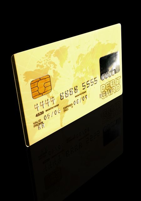 credit card over a black background - note the design of the card is my own and the numbers on the card are made up