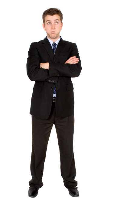 bored business man over a white background