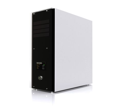 3d computer server over a white background