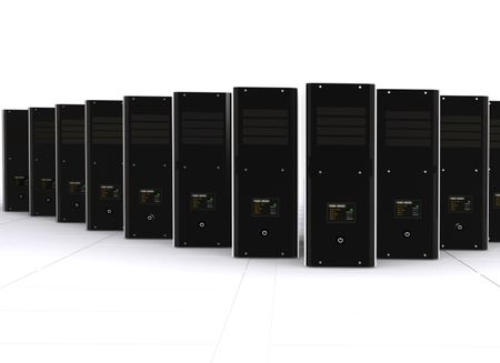 3d computer servers over a white background