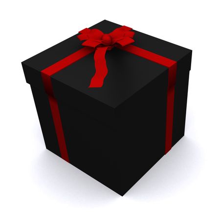 gift in black box over a white background  - 3d render
