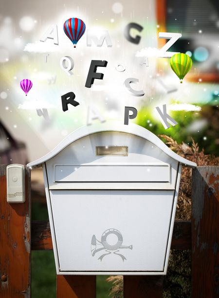 Post box with colorful abstract letters