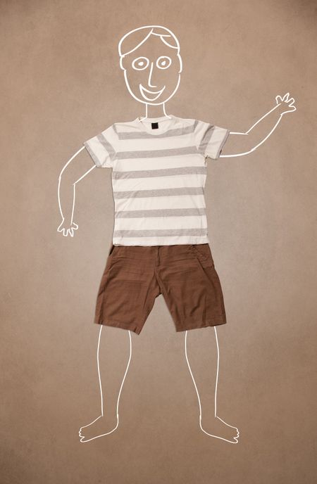 Hand drawn cute funny character in casual clothes