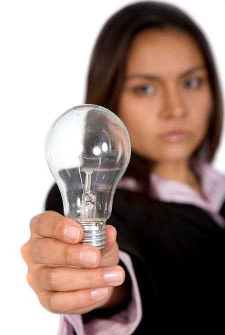 female with business ideas over a white background