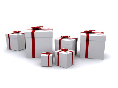 gifts in 3d over a white background