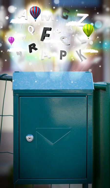 Post box with colorful abstract letters