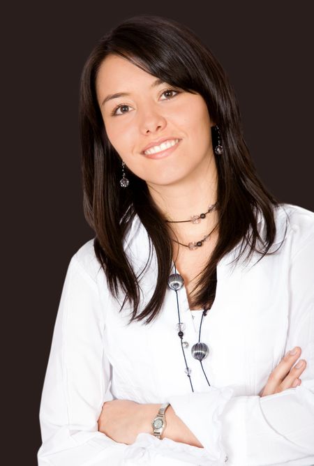 beautiful business woman over a dark background
