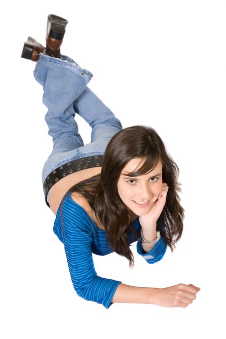 beautiful-girl-floor-casually-dressed-white-2090237 beautiful girl on the floor casually dressed over white