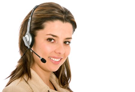 business customer support operator woman smiling - isolated