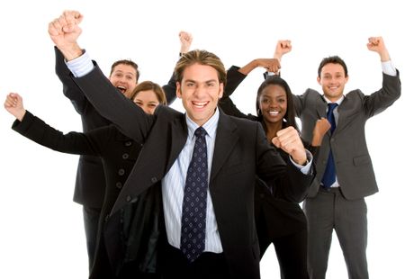 business team success - isolated over a white background
