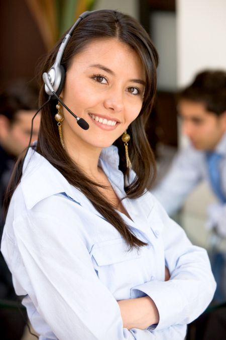 business customer service woman smiling in an office