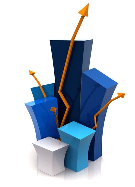 3d growth illustration over a white background