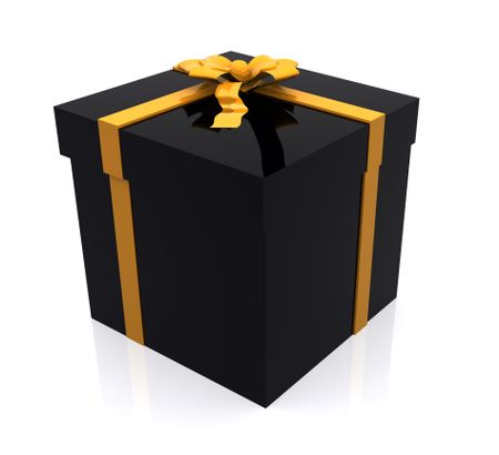 3d gift in black and yellow over white