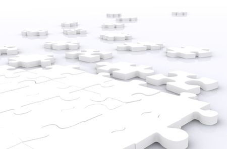 unresolved puzzle in white made in 3d