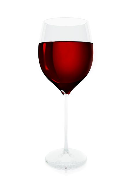 red wine glass over a white background