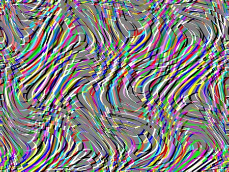 Kaleidoscopic abstract of wavy streaks, like multicolored spaghetti, on a gray background
