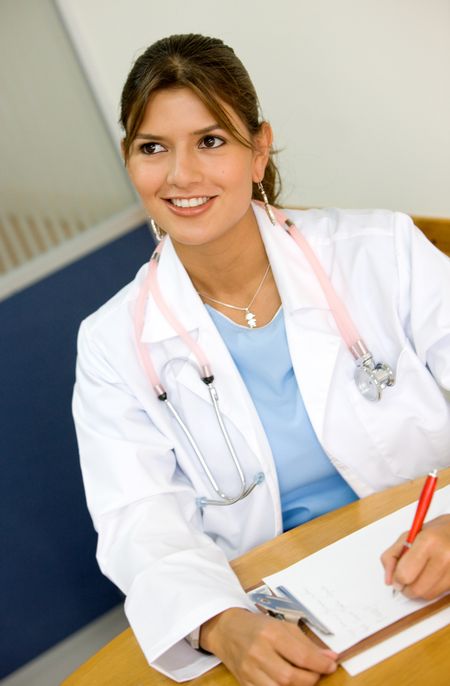 female doctor in a hospital smiling portrait